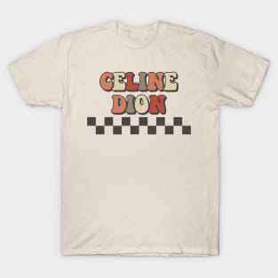 Celine Dion Checkered Retro Groovy Style T-Shirt